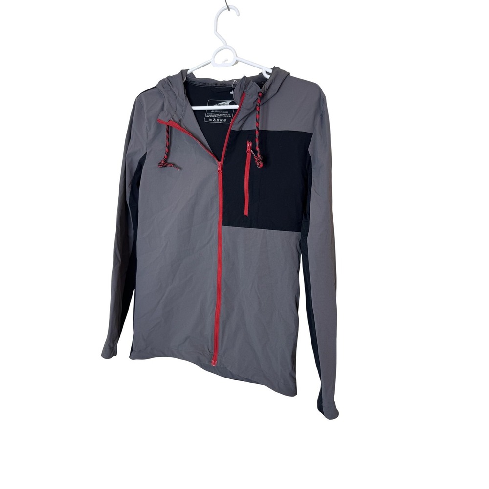 Altra Jacket Mens XS Gray Black Hooded‎ Running Windbreaker Full Zip Lightweight
